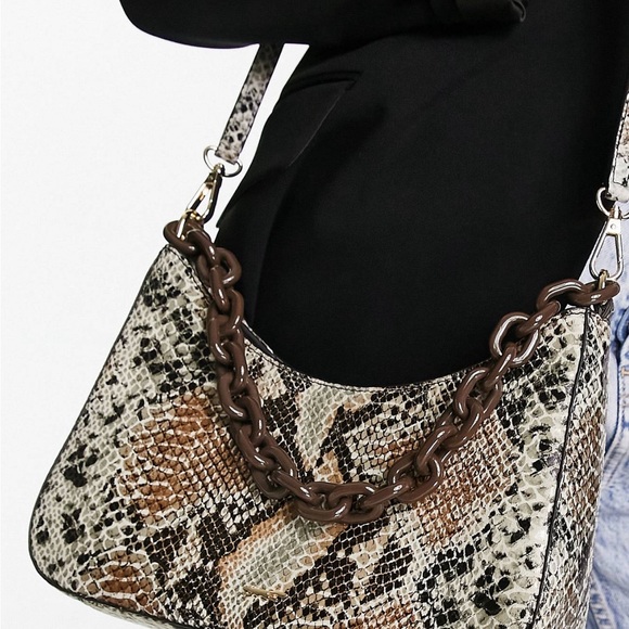 Paul Costelloe 100% Leather Python Print Shoulder Bag - Picture 3 of 7